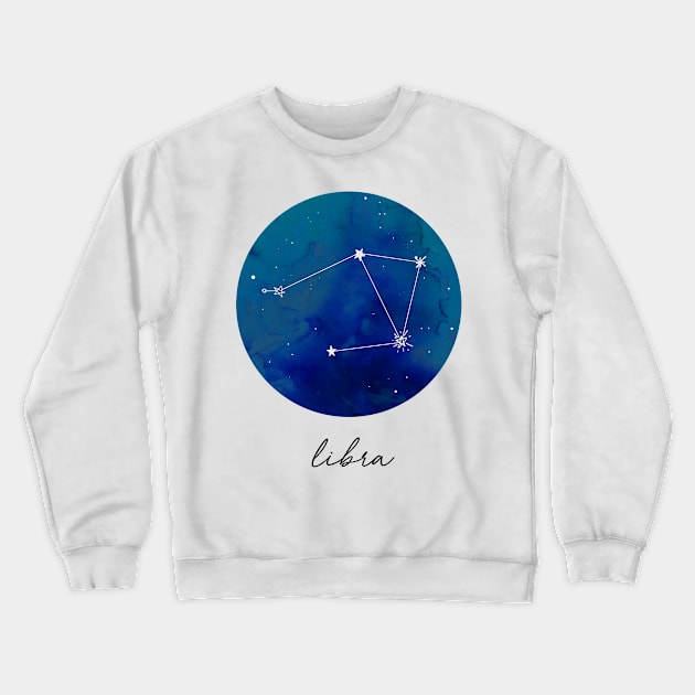 Libra Watercolor Zodiac Constellation Crewneck Sweatshirt by aterkaderk